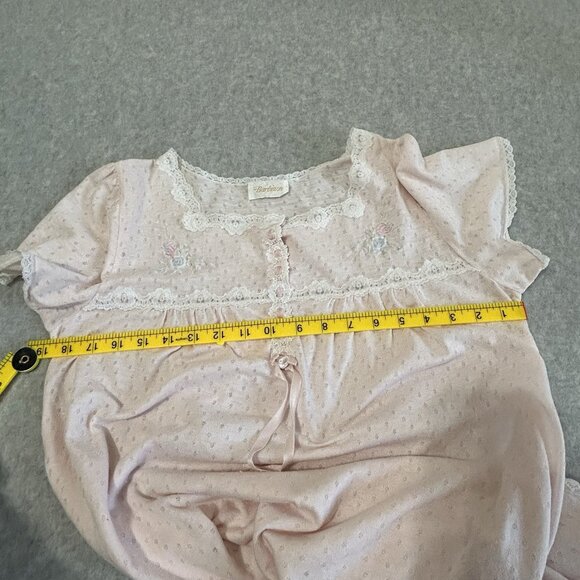 Vintage Barbizon Pink Lace Trim Knit Nightgown 38 Bust Short Sleeve Cotton Blend - Picture 4 of 7